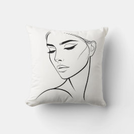 Cojín Decorativo Dibujo de cara de una mujer de línea nº3
