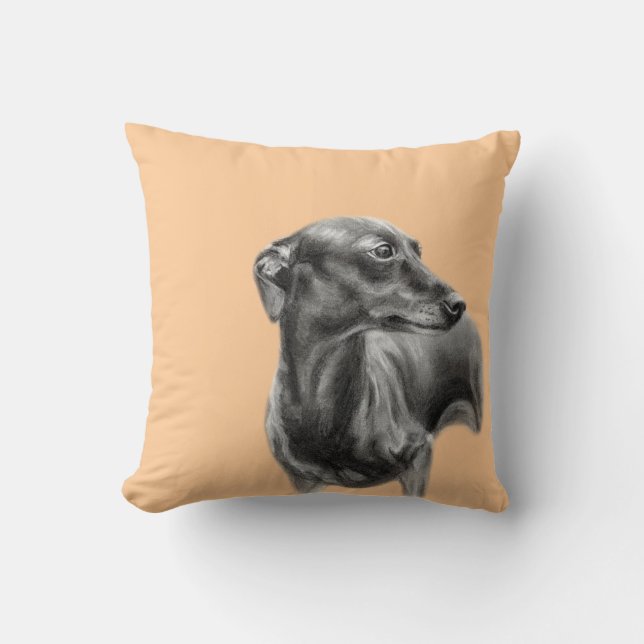 Cojín Decorativo Dibujo de carbón vegetal de Greyhound (Anverso)