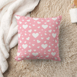 Cojín Decorativo Dibujo de Corazón Blanco Sobre Rosa