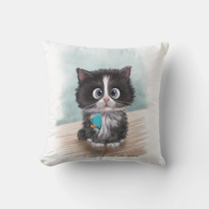 Cojín Decorativo Dibujo de gatito adorable con esmoquin