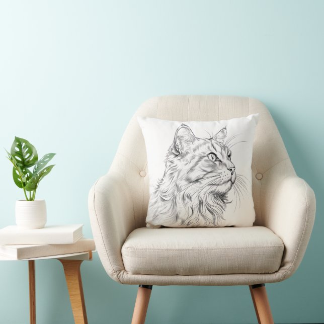 Cojín Decorativo Dibujo de gato  (Silla)