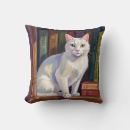 Cojín Decorativo Dibujo de gato blanco