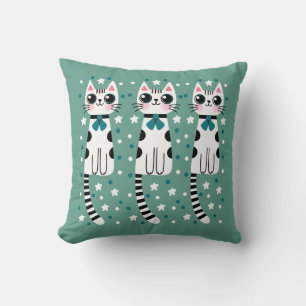 Cojín Decorativo Dibujo de gato caprichoso y extravagante