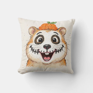 Cojín Decorativo Dibujo de Hamster con Pintura Facial de Esqueleto