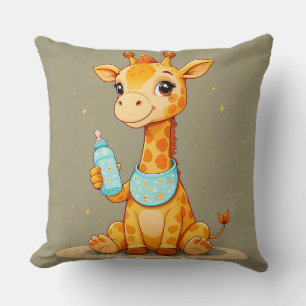 Cojín Decorativo Dibujo de jirafa de dibujos animados linda sosteni