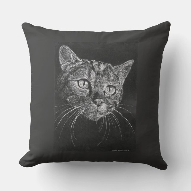 Cojín Decorativo Dibujo de la cara del gato (Anverso)