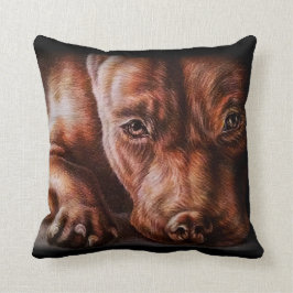 Cojín Decorativo Dibujo de la cara del pitbull de Brown del perro