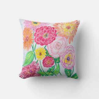 Cojín Decorativo Dibujo de lápices de colores de mezcla de flores d