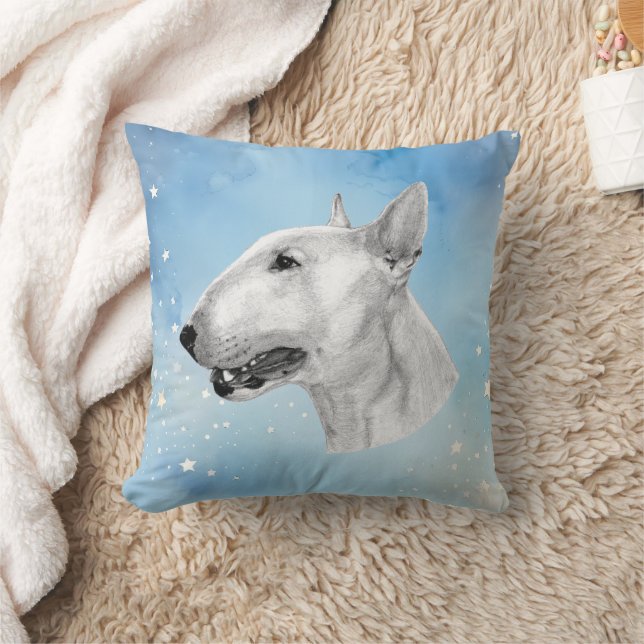 Cojín Decorativo Dibujo de lápiz de Bull Terrier (Manta)
