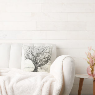 Cojín Decorativo Dibujo de lápiz y árbol de tinta