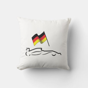 Cojín Decorativo Dibujo de línea de coche de carreras con bandera a