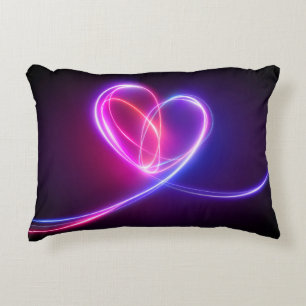 Cojín Decorativo Dibujo de luz de neón rosa voleta. Dosis cardiaca 