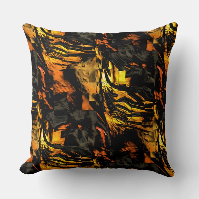 Cojín Decorativo Dibujo de mosaico abstracto, dorado y quemado muy  (Anverso)