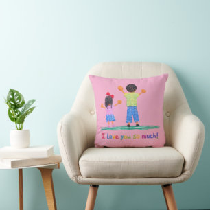 Cojín Decorativo Dibujo de niños lindos Te amo mucho Colorido