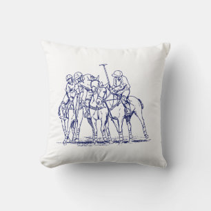 Cojín Decorativo Dibujo de partido de polo estilizado vintage #1 Az
