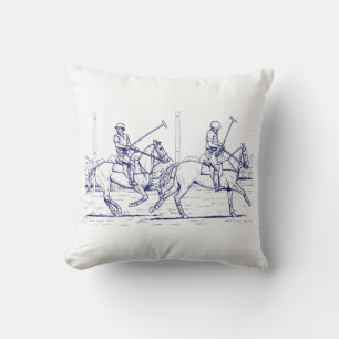 Cojín Decorativo Dibujo de partido de polo estilizado vintage #2 az