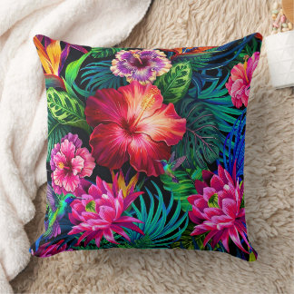 Cojín Decorativo dibujo de patrón de flor de hibisco