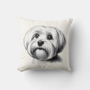 Cojín Decorativo Dibujo de perro maltés