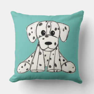 Cojín Decorativo Dibujo de perros rellenos dálmatas esquema simple 