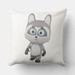 Cojín Decorativo Dibujo de personaje de dibujos animados de mapache