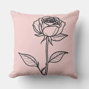 Cojín Decorativo Dibujo de Rosa negro único