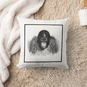 Cojín Decorativo Dibujo de simios de arte de chimpancé de mono de O