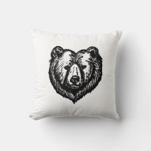 Dibujo de tinta de la cara de oso en blanco y negr