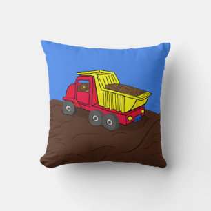 Cojín Decorativo Dibujo de un camión rojo y amarillo Personalizado