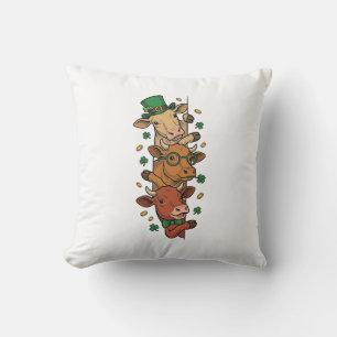 Cojín Decorativo Dibujo de vacas apiladas lindas San Patricio vinta