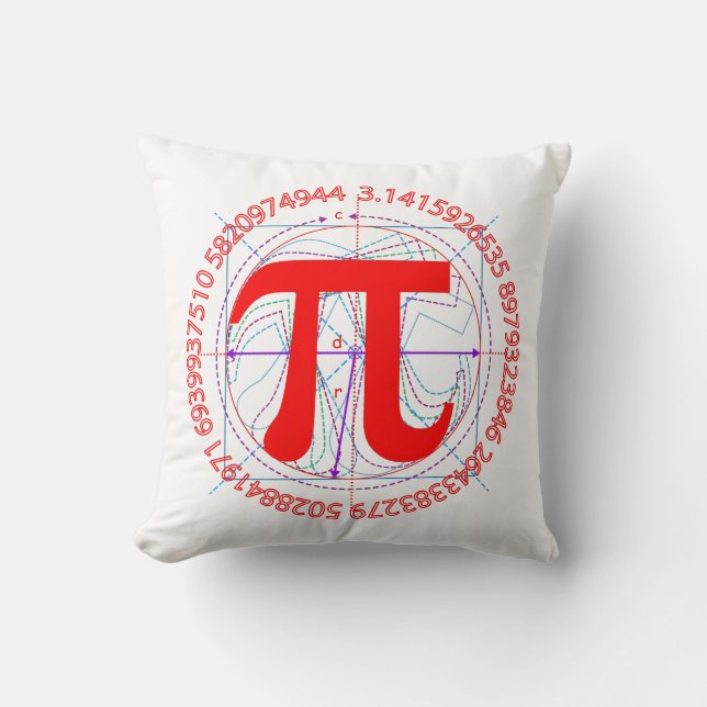 Cojín Decorativo Dibujo del número del pi (Anverso)