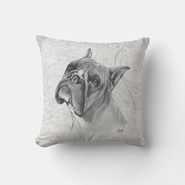 Cojín Decorativo Dibujo del perro del boxeador (Anverso)