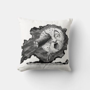 Cojín Decorativo Dibujo del viaje de la luna de Trip Georges Melies
