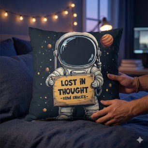 Cojín Decorativo Dibujo divertido de astronauta perdido en pensamie