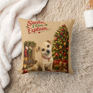 Cojín Decorativo Dibujo divertido de perro de Navidad