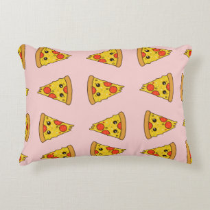 Cojín Decorativo Dibujo divertido de pizza, rosa lindo para niños p