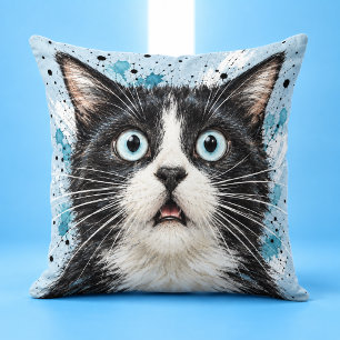 Cojín Decorativo Dibujo en acuarela de un divertido gato esmoquin s