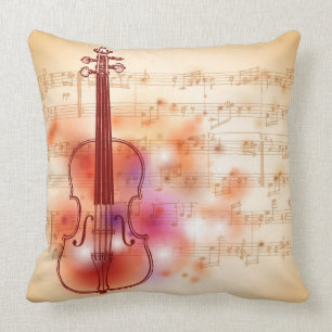 Cojín Decorativo Dibujo en el fondo de la acuarela del violín