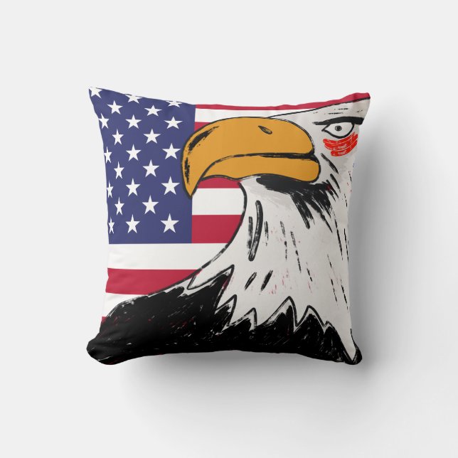 Cojín Decorativo Dibujo estadounidense de un águila (Anverso)
