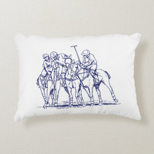 Cojín Decorativo Dibujo Estilizado Vintage de Partido de Polo #1 Az