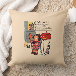 Cojín Decorativo Dibujo infantil vintage de Halloween y fantasma de