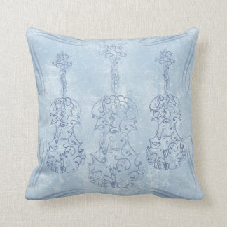 Cojín Decorativo Dibujo lineal del violín azul