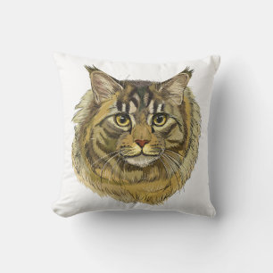 Cojín Decorativo Dibujo manual esponjoso Maine Coon cat