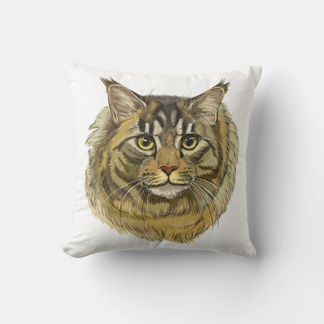 Cojín Decorativo Dibujo manual esponjoso Maine Coon cat (Anverso)