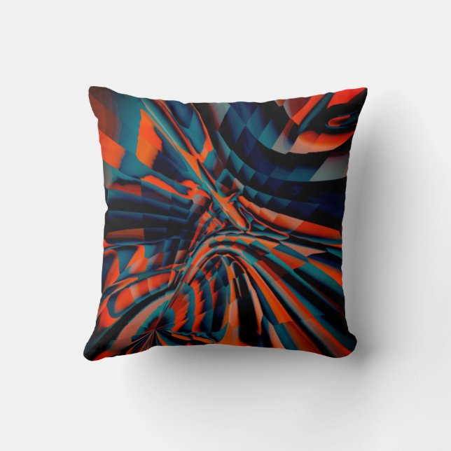 Cojín Decorativo Dibujo naranja de cuadrados alineados sobre base t (Reverso)