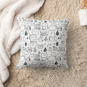 Cojín Decorativo Dibujo Patrón Navideño de Invierno Adorable (1)