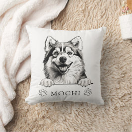 Cojín Decorativo Dibujo personalizado a mano de perro de Pomsky