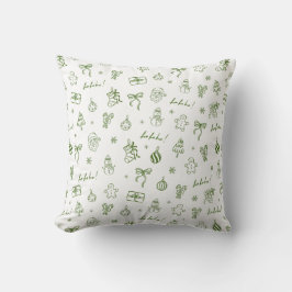 Cojín Decorativo Dibujo Verde Caprichoso a Mano