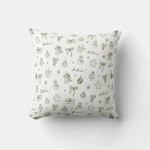 Cojín Decorativo Dibujo Verde Caprichoso a Mano