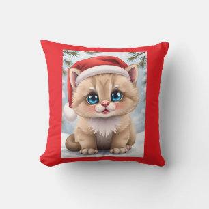 Cojín Decorativo Dibujos animados lindos gatito Navidad diversión