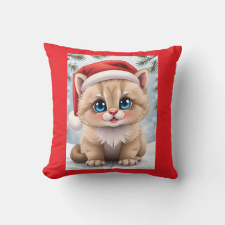 Cojín Decorativo Dibujos animados lindos gatito Navidad diversión